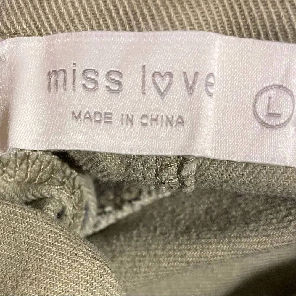 Miss Love Wide Leg High Waist Stretchy Pants Olive Green Size Large - Picture 10 of 10